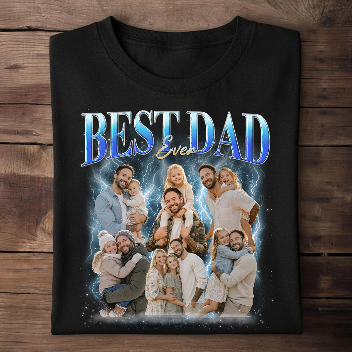 Custom Best Dad Ever Collage Tee with Kids Photos