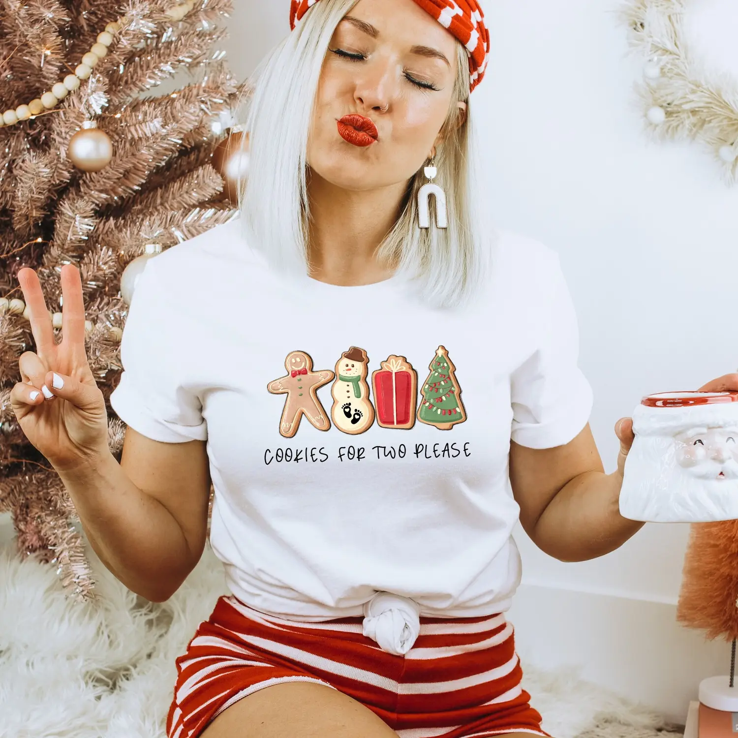 Christmas Cookies For Two Please Pregnancy Announcement Sweatshirt