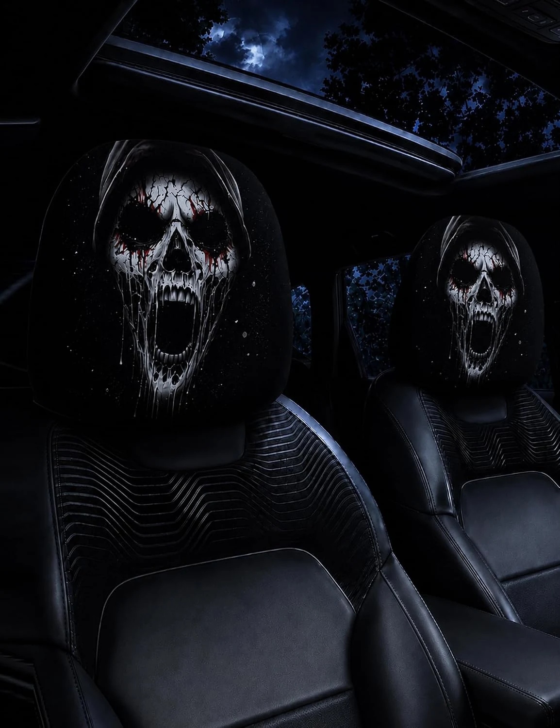 Ghost Face Car Headrest Covers - Style H