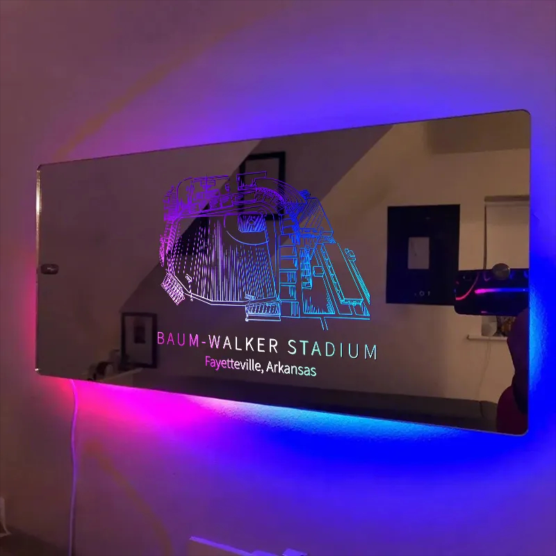 Baum-Walker Stadium Mirror Light-Gifts For Sports Lovers、Arkansas Razorbacks、NCAA、Arkansas
