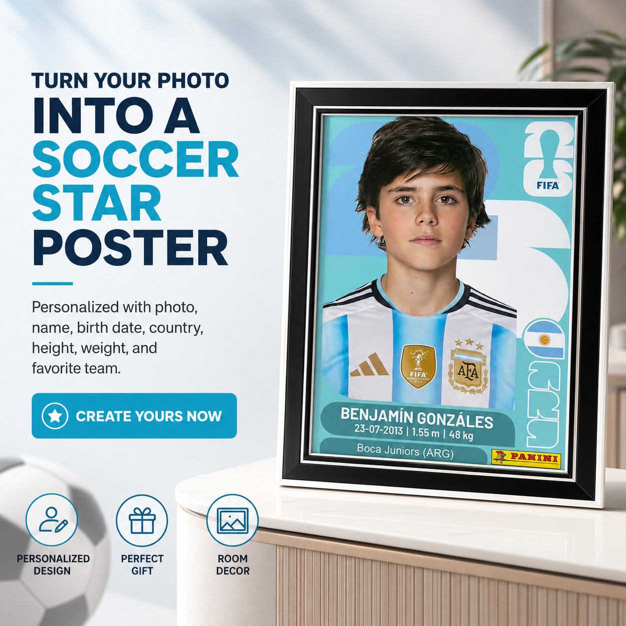 Official 2026 World Cup Player Card Frame – Personalized Collectible