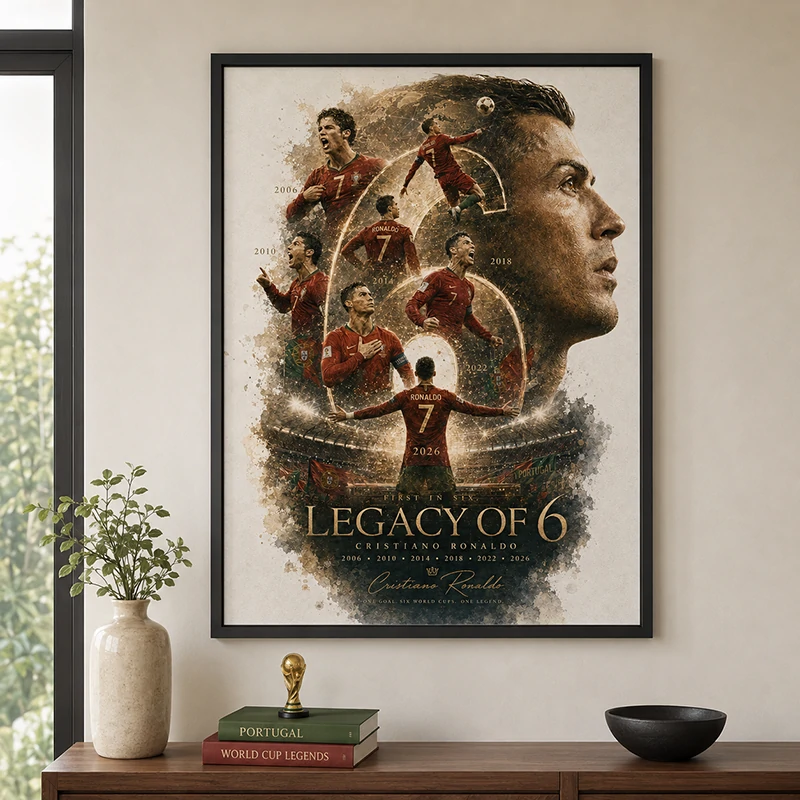 First Ever 6 Consecutive World Cup Goals | Portugal #7 Legend Canvas Wall Art