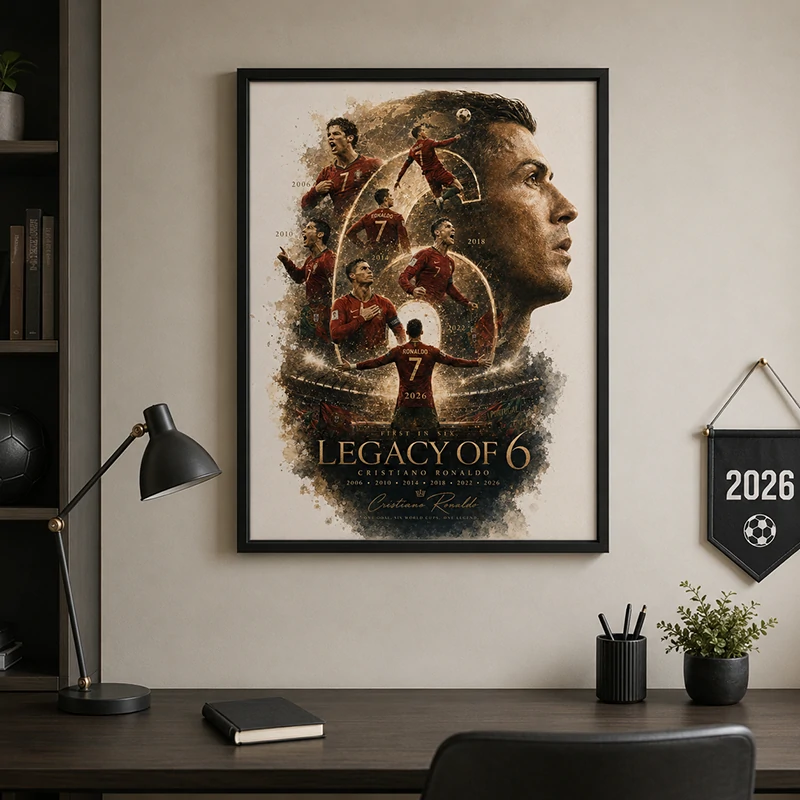 First Ever 6 Consecutive World Cup Goals | Portugal #7 Legend Canvas Wall Art