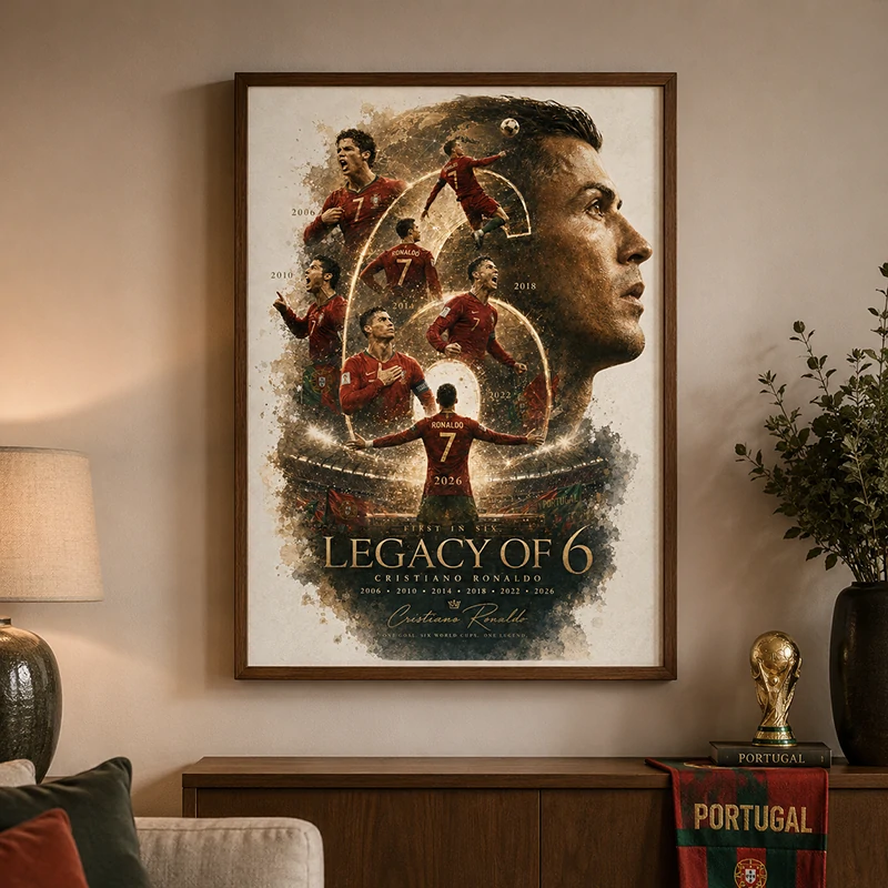 First Ever 6 Consecutive World Cup Goals | Portugal #7 Legend Canvas Wall Art