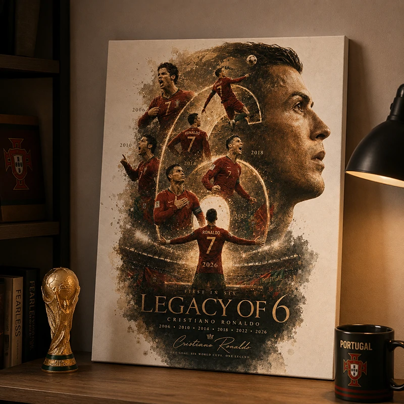 First Ever 6 Consecutive World Cup Goals | Portugal #7 Legend Canvas Wall Art