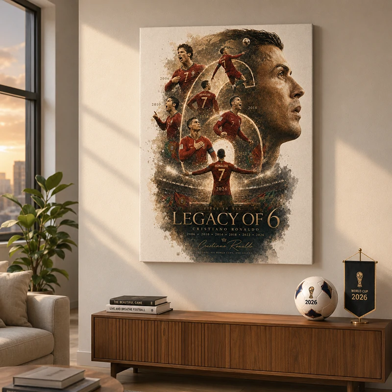 First Ever 6 Consecutive World Cup Goals | Portugal #7 Legend Canvas Wall Art