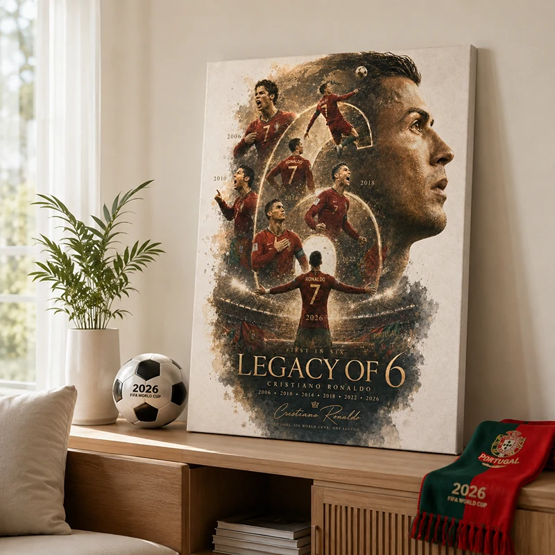 First Ever 6 Consecutive World Cup Goals | Portugal #7 Legend Canvas Wall Art
