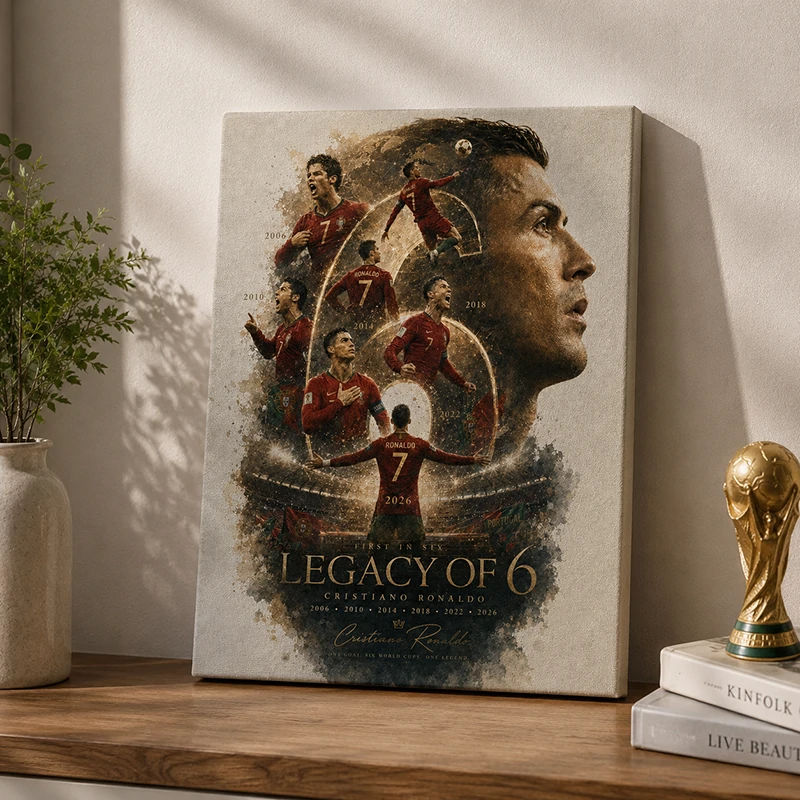 First Ever 6 Consecutive World Cup Goals | Portugal #7 Legend Canvas Wall Art