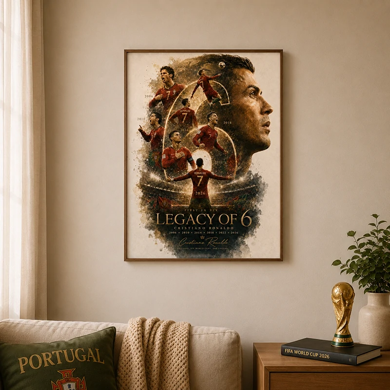 First Ever 6 Consecutive World Cup Goals | Portugal #7 Legend Canvas Wall Art