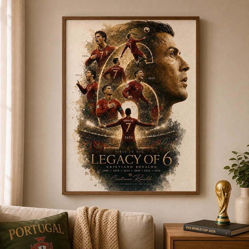 First Ever 6 Consecutive World Cup Goals | Portugal #7 Legend Canvas Wall Art