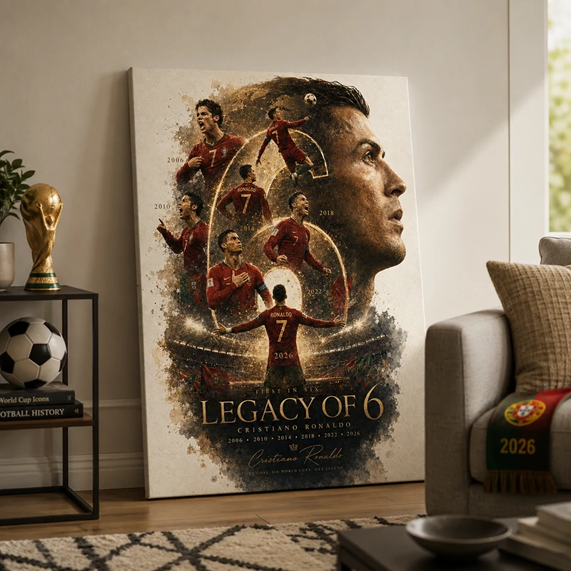 First Ever 6 Consecutive World Cup Goals | Portugal #7 Legend Canvas Wall Art