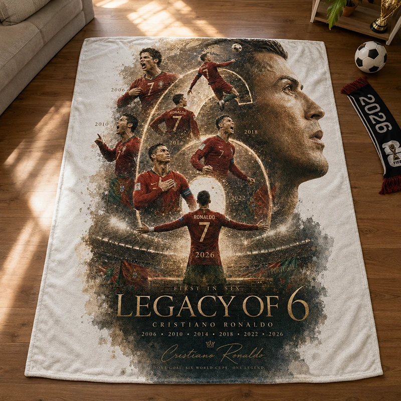 First Ever 6 Consecutive World Cup Goals | Portugal #7 Legend Commemorative Blanket