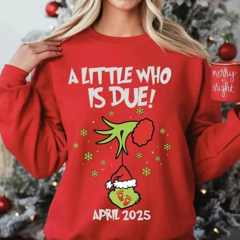 Custom Christmas Pregnancy Announcement Couple Sweatshirt