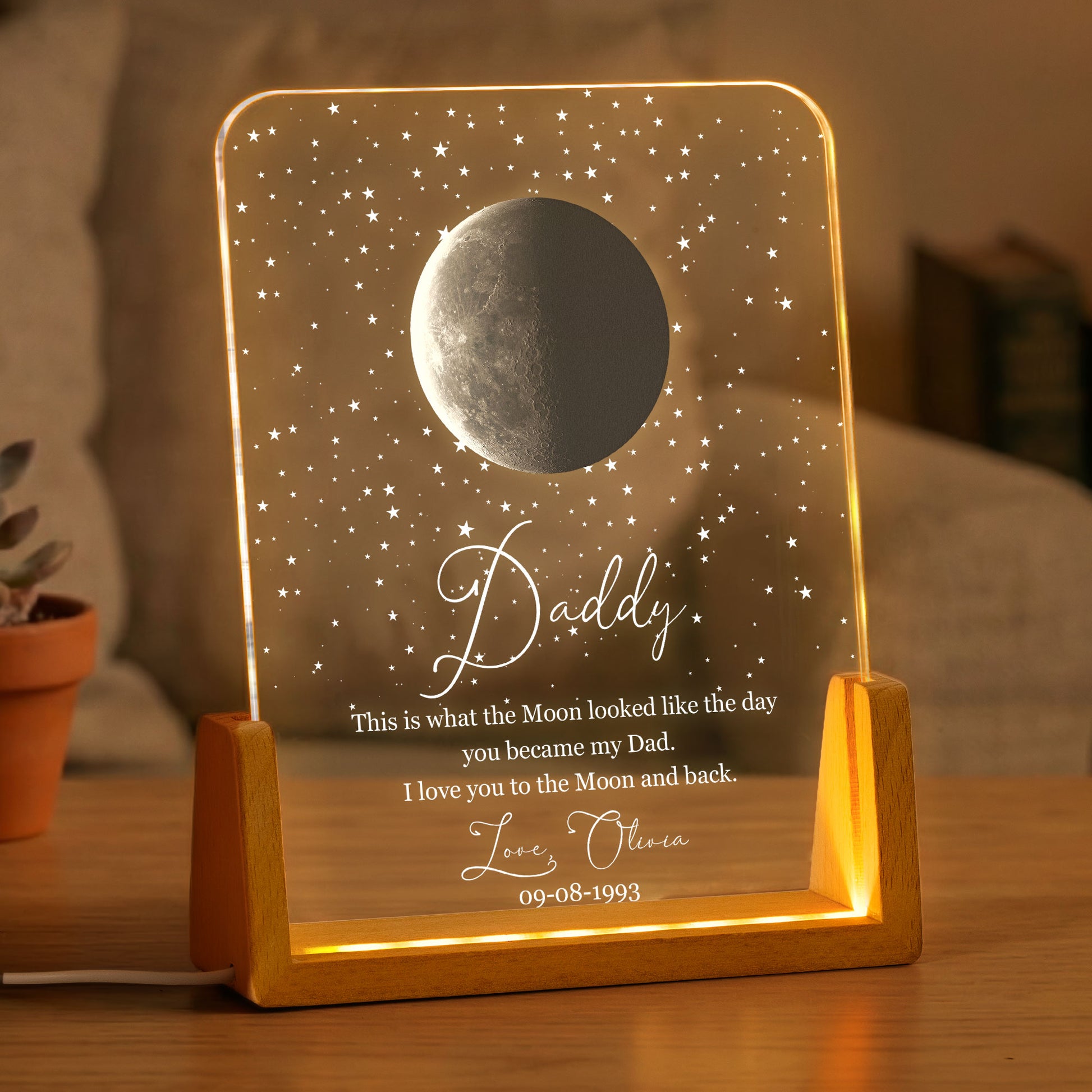 Personalized DADDY Moon Phase Night U LED Light