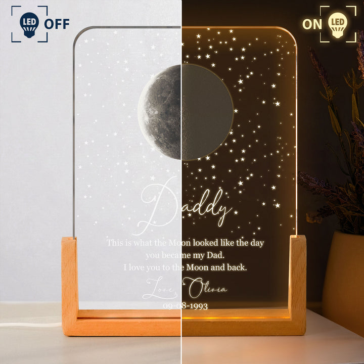 Personalized DADDY Moon Phase Night U LED Light