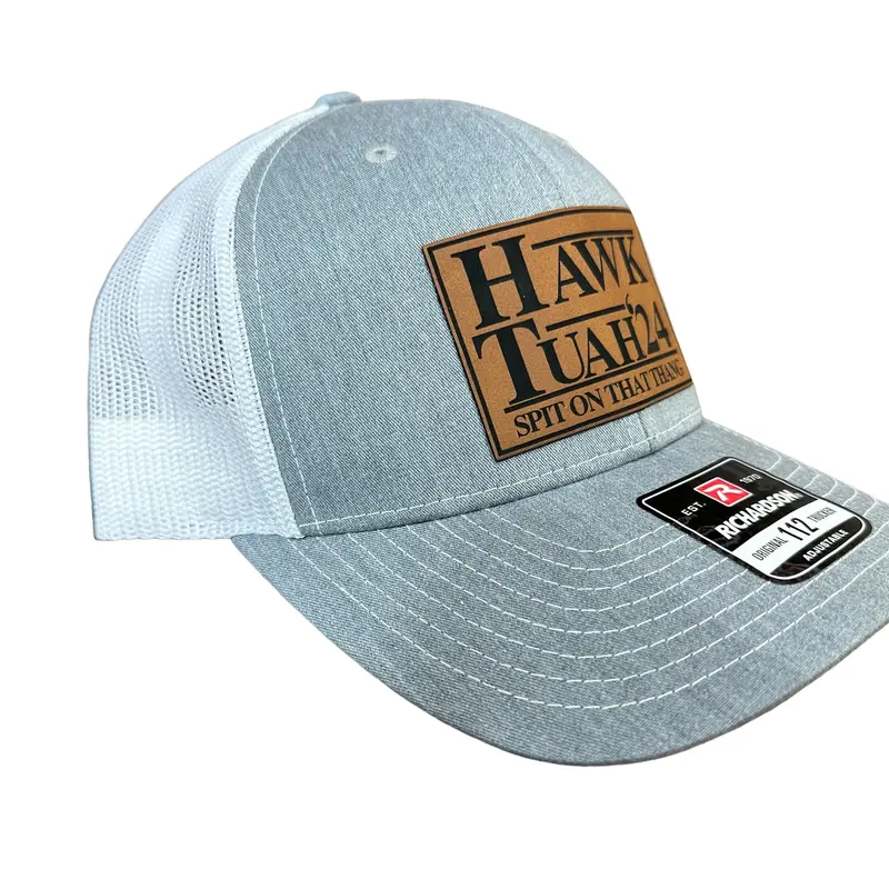 Hawk Tuah Spit on That Thang 2024 Trucker Hat Premium Leatherette Patch on Richardson 112 Trucker Hat Funny Hat GenX Hat Adult Hat Best Selling Hat
