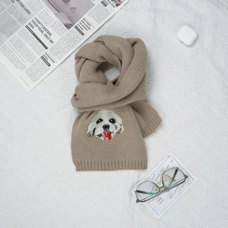 Custom Embroidered Any Pet Portrait Woven Scarf Christmas Gift for Pet Lovers