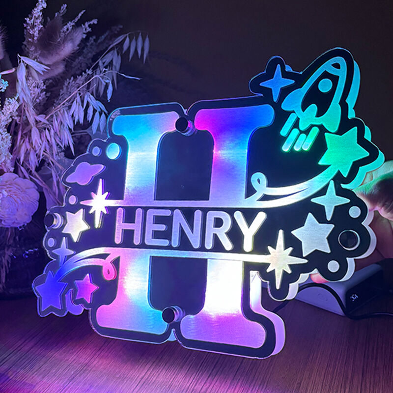 Personalized Mirror Lamp With Customized Name, Cool Christmas Gift For Family