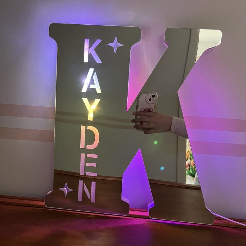 Personalized Led Mirror Light Custom Initials Cool Gift For Men