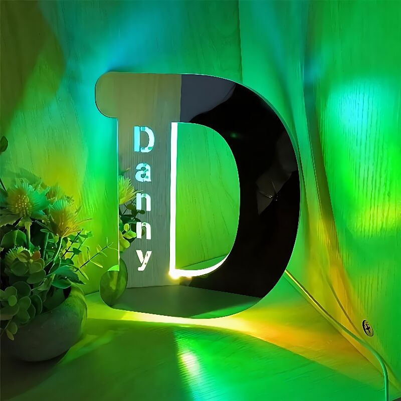 Personalized Led Mirror Light Custom Initials Cool Gift For Men