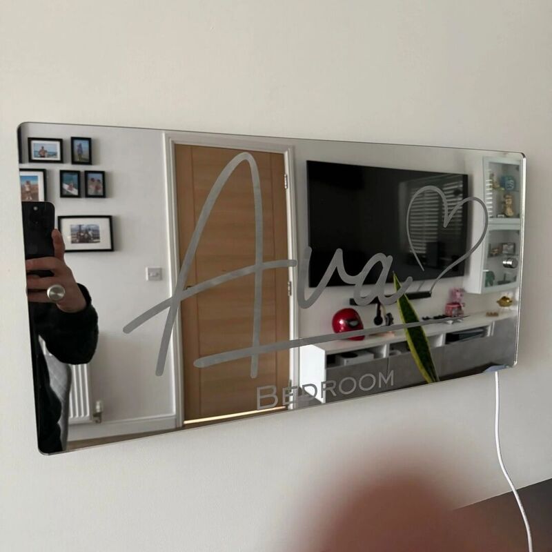 Personalized Mirror Lamp With Name And Love Pattern Simple Gift For Family