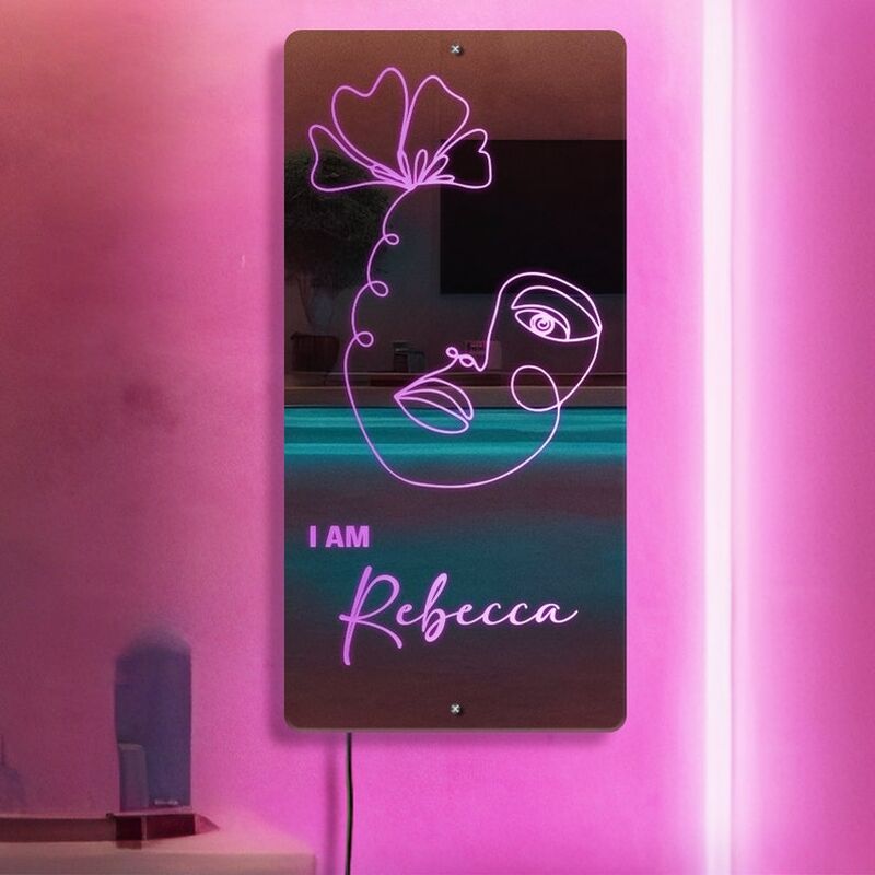 Personalized Mirror Light With Simple Drawing Romantic Gift For Girls