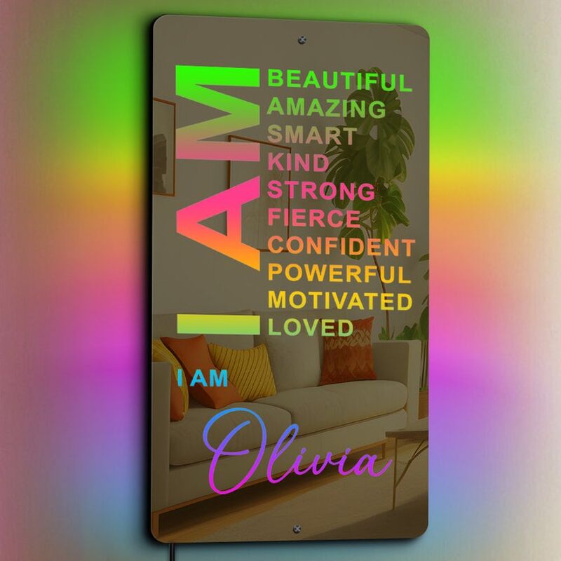 Personalized Mirror Lights Custom Name Special Christmas Gift For Friends