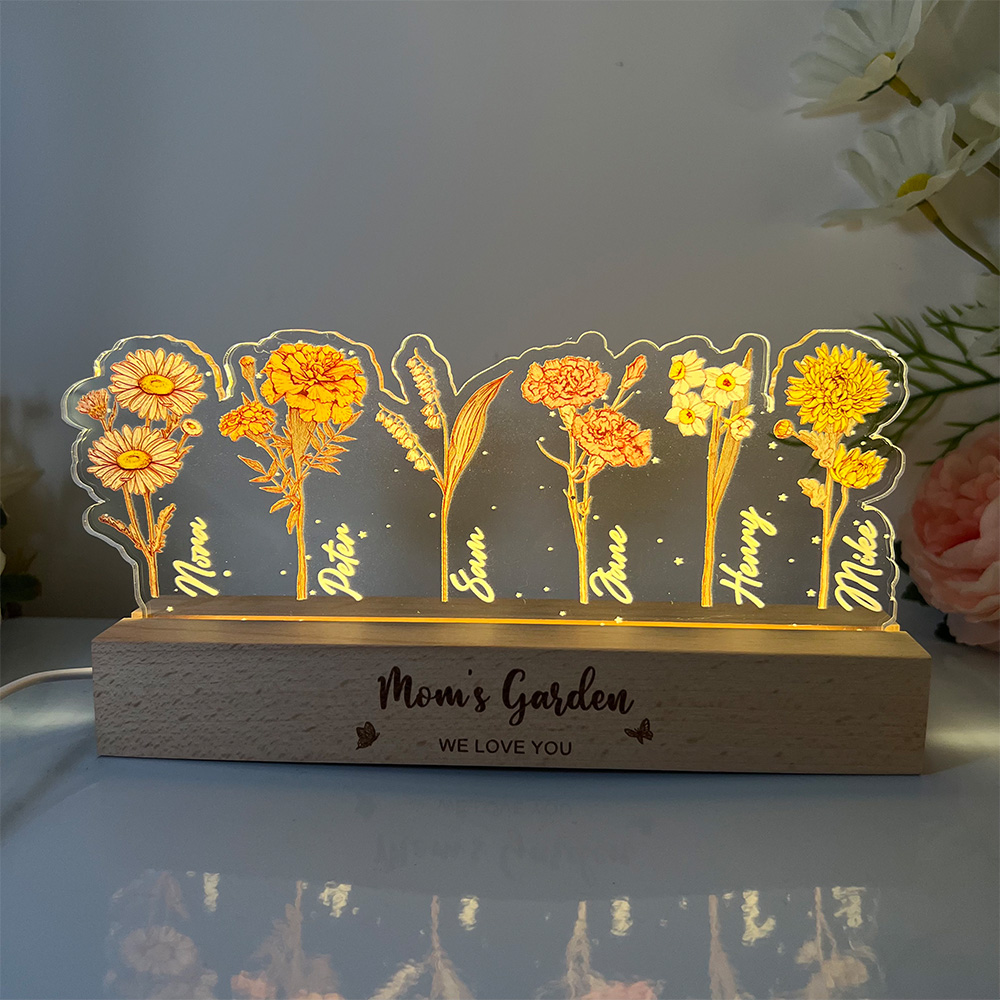 50%OFF⭐️Custom Birth Month Flower Shape & Names LED Night Light