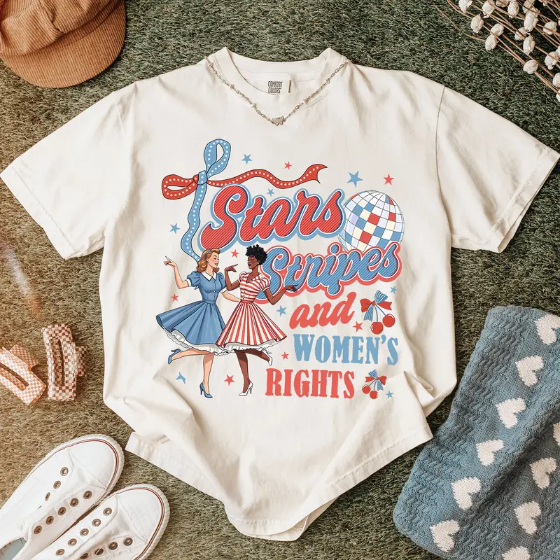 “Stars, Stripes & Women’s Rights” Retro Feminist Tee | Patriotic Equality Shirt