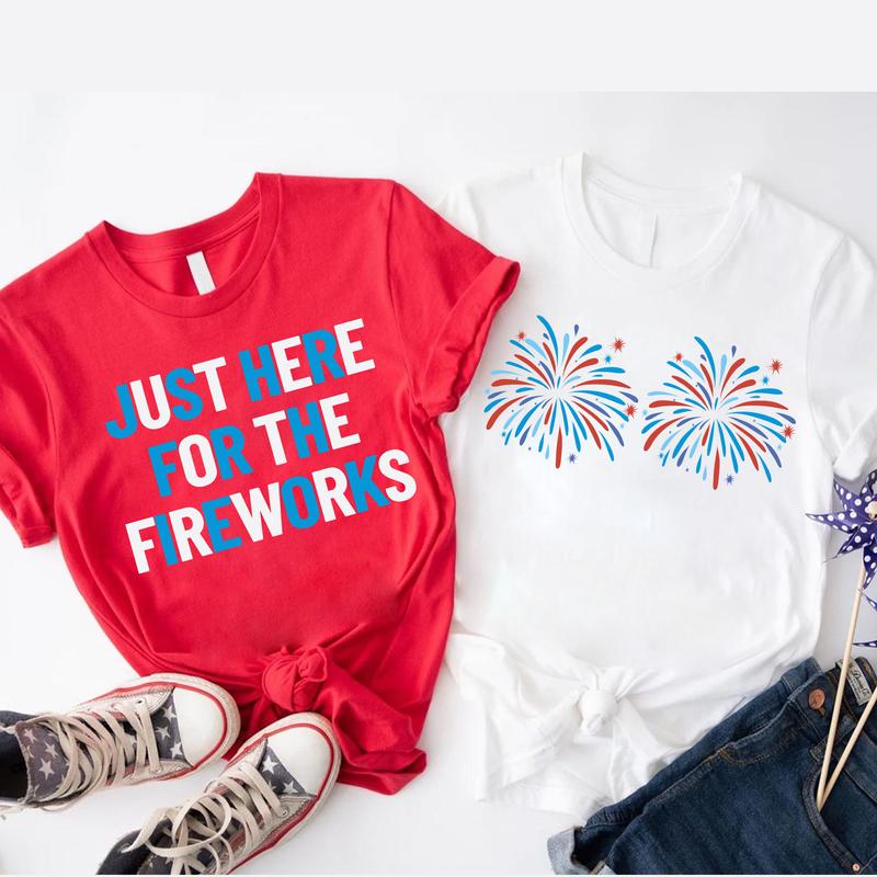 "Just Here for the Fireworks" Festive American Tee