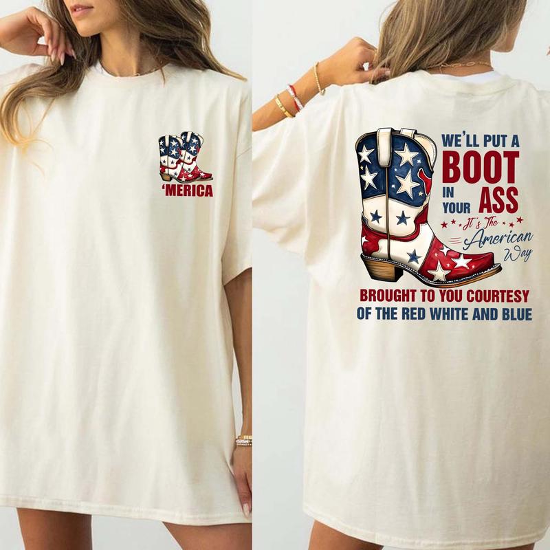 “American Cowboy Pride” Patriotic Boot Graphic Tee