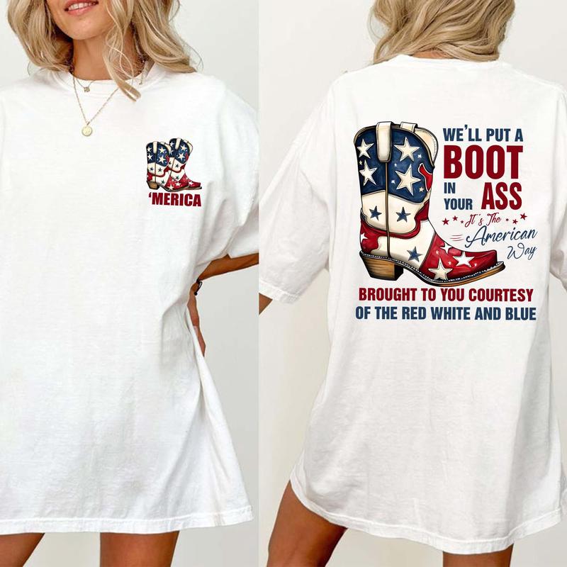 “American Cowboy Pride” Patriotic Boot Graphic Tee