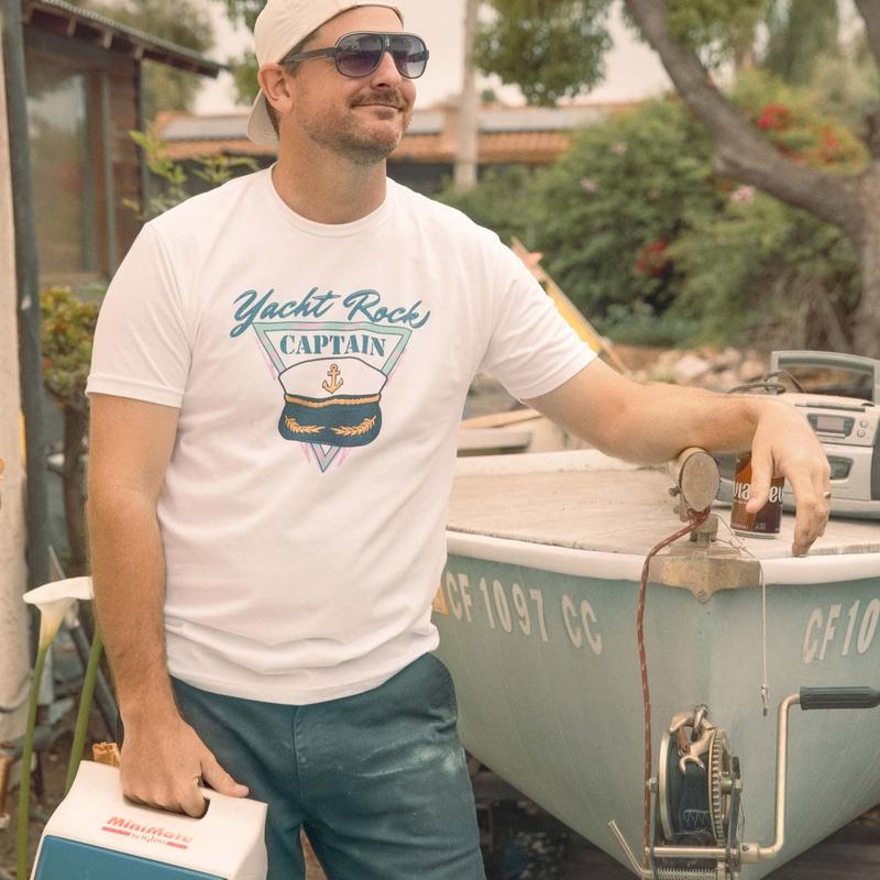 “Yacht Rock Captain” White Leisure Tee