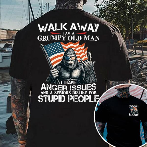 “Grumpy Gorilla” Angry Humor American Flag Tee