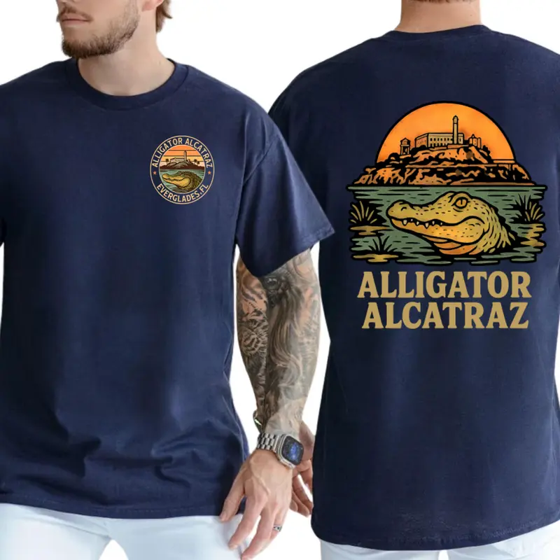 “Wild Mystery Mashup” Alligator Alcatraz Retro Tee
