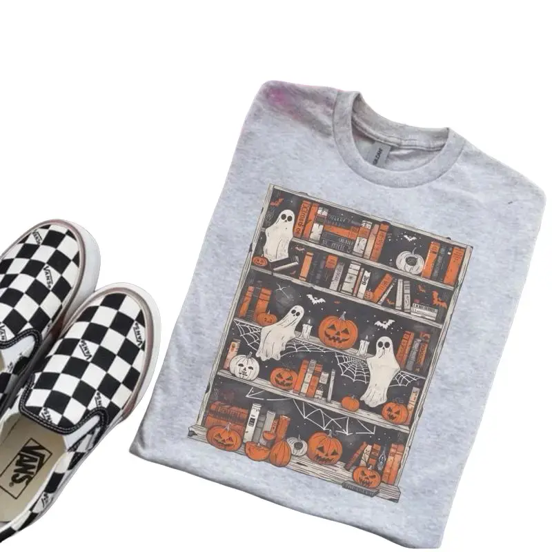“Halloween Magic Vibe” Spooky Bookshelf Graphic Tee