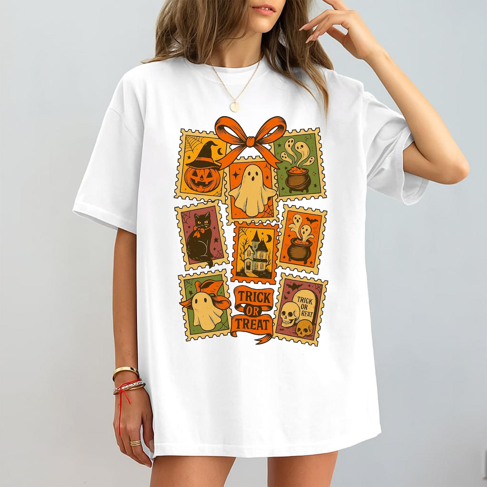 Vintage Halloween Cat Ghost Shirt