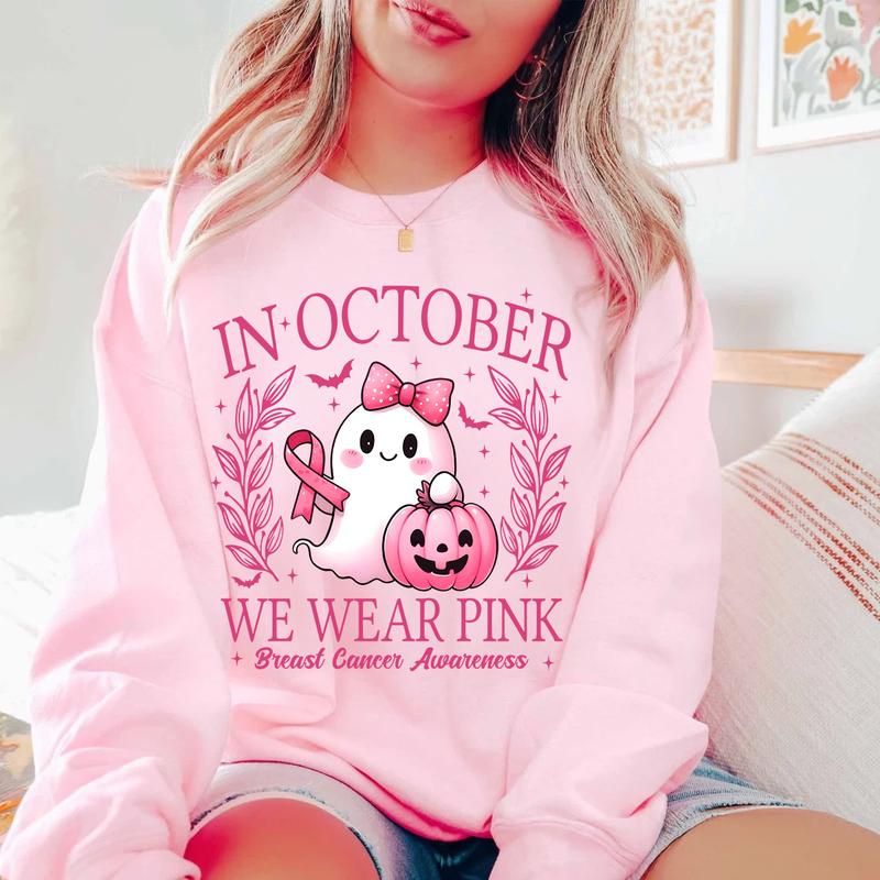 Pink Ribbon Halloween Breast Cancer Awareness Tee
