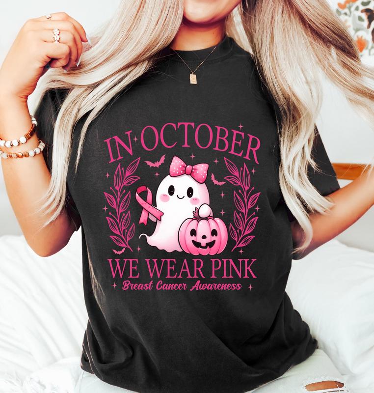 Pink Ribbon Halloween Breast Cancer Awareness Tee