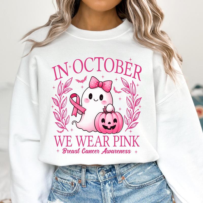 Pink Ribbon Halloween Breast Cancer Awareness Tee