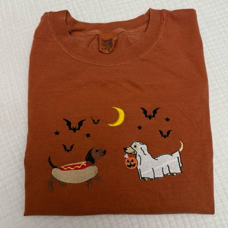 Halloween dachshunds doggie COMFORT COLORS embroidered sweatershirt