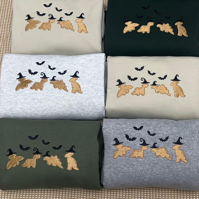 Embroidered Halloween Dino nuggies Sweatshirt