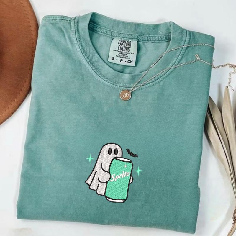 Embroidered Spooky Drink Halloween Crewneck Hoodie