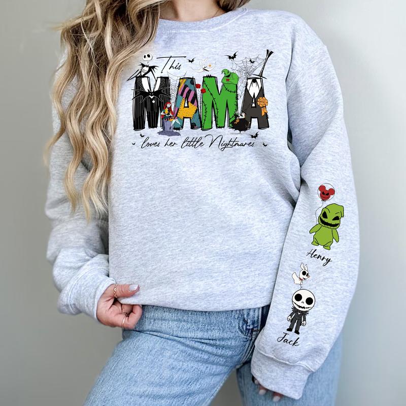 Custom This Mama Loves Her Nightmare On Sleeve Sweatshirt