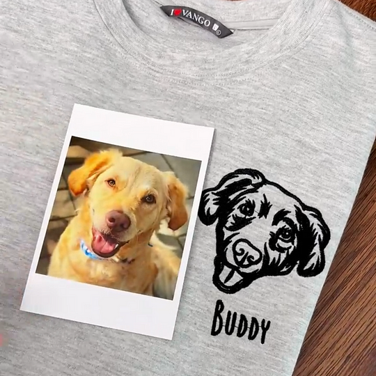 Custom EMBROIDERED Pet Outline Sweater Using Pet Photo Name