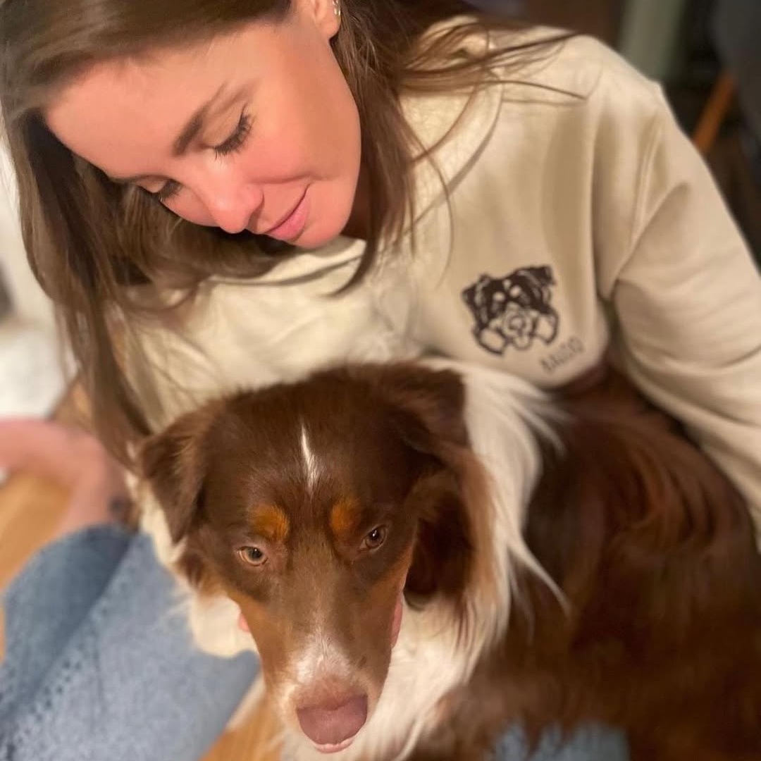 Custom EMBROIDERED Pet Outline Sweater Using Pet Photo Name