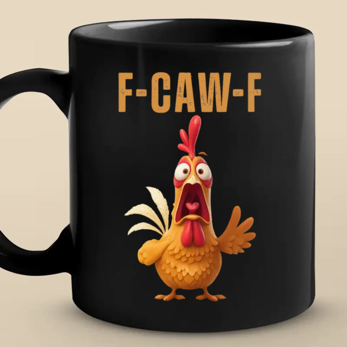 Custom Funny Rooster F-CAW-F Mug - Personalized Animal Themed Ceramic Coffee Cup