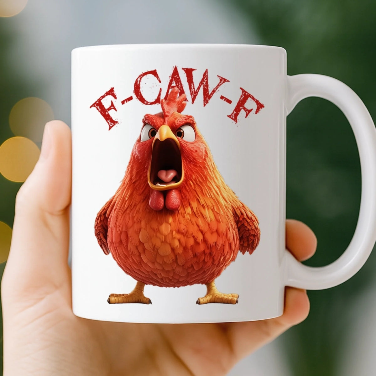 Custom Funny Rooster F-CAW-F Mug - Personalized Animal Themed Ceramic Coffee Cup