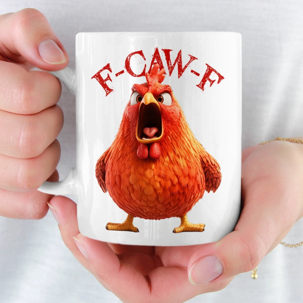 Custom Funny Rooster F-CAW-F Mug - Personalized Animal Themed Ceramic Coffee Cup