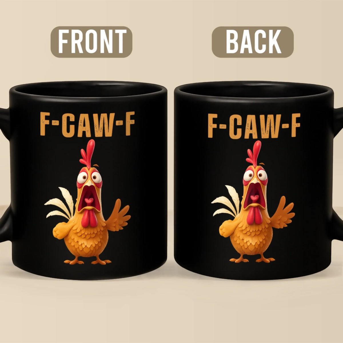 Custom Funny Rooster F-CAW-F Mug - Personalized Animal Themed Ceramic Coffee Cup